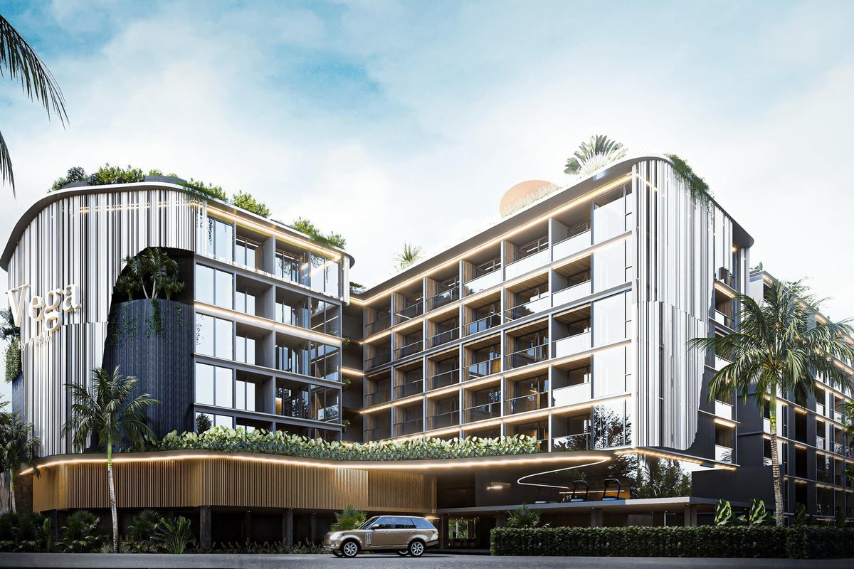 Vega Condominium — main entrance and curved facade