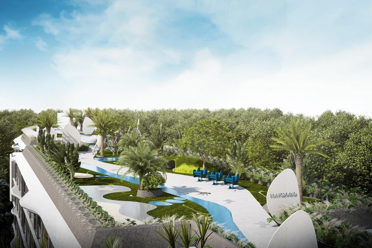 Vega Condominium — rooftop garden from above